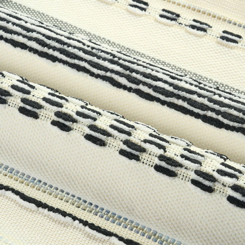 FUTEI Black White Decorative Throw Pillow Covers 18x18 Inch Set of 2, Soft Tufted Striped Textured Accent Cushion Case,Boho Pillows for Couch Decor - Image 2