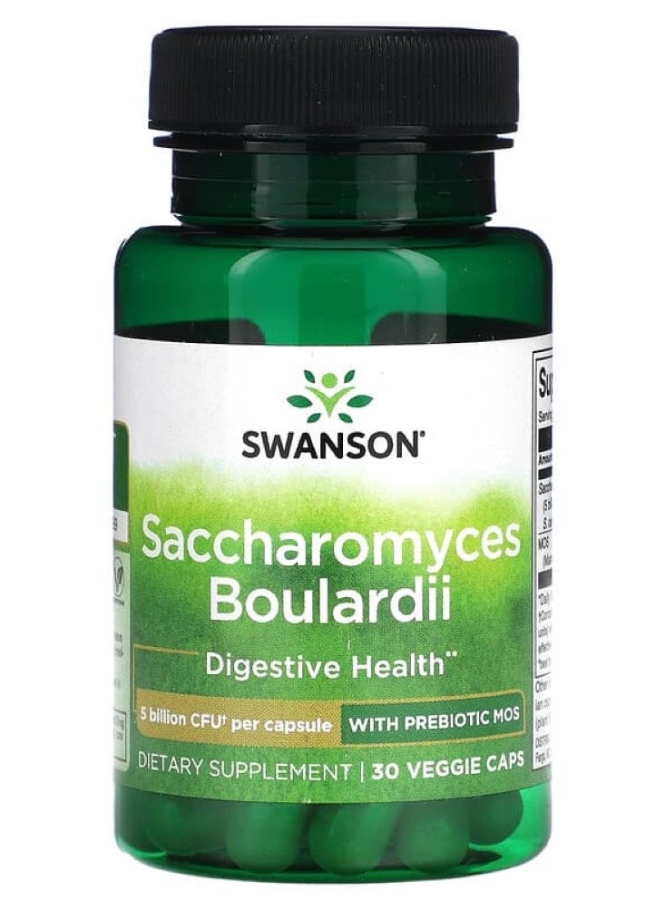 SWANSON Saccharomyces Boulardii with Prebiotic Mos 5 Billion Cfu 30 Veg Caps 