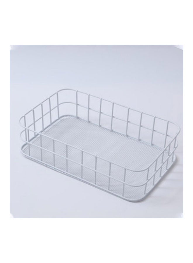 NIBEMINENT Iron Storage Basket Tabletop Box Modern Home Office Dormitory Accessory white 26*26*26cm - Image 1