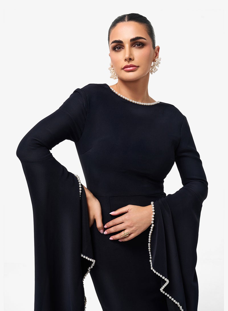 ثريدز باي اجوني فستان ميدي بياقة دائرية وأكمام واسعة - Image 3