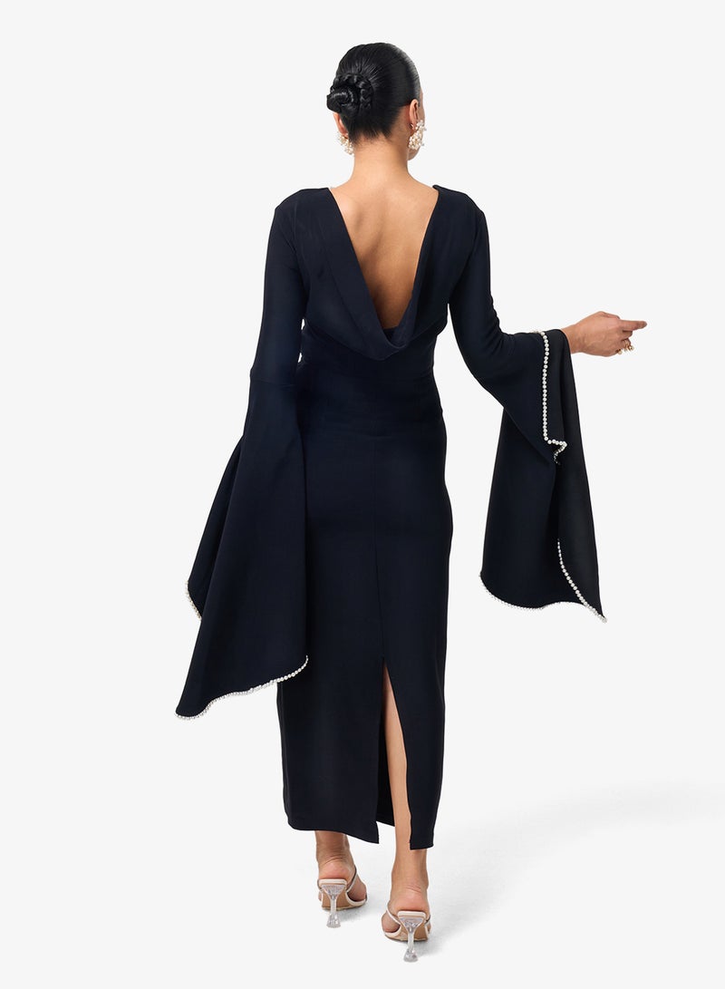 ثريدز باي اجوني فستان ميدي بياقة دائرية وأكمام واسعة - Image 2