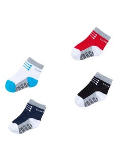 Generic All-Natural Socks for Newborns – 4 Pieces for Your Baby with Ultimate Comfort! (Multi-colored)  - Image 1