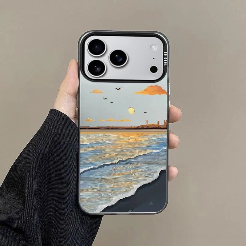 جراب هاتف Apple iPhone 17 Pro Max، مقترنًا بغطاء حماية أنيق ومبتكر باللون الأسود "Twilight Seagull" مقاوم للسقوط - Image 1