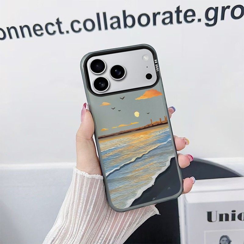 جراب هاتف Apple iPhone 17 Pro Max، مقترنًا بغطاء حماية أنيق ومبتكر باللون الأسود "Twilight Seagull" مقاوم للسقوط - Image 2