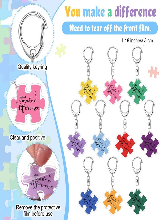Dunzoom Employee Appreciation Gifts Bulk for Workplace Coworker Office Staff Teacher Nurse Doctor Social Worker Team Work Puzzle Piece Keychains & Thank You Pens(18 Set,You Make A Difference) - Image 3