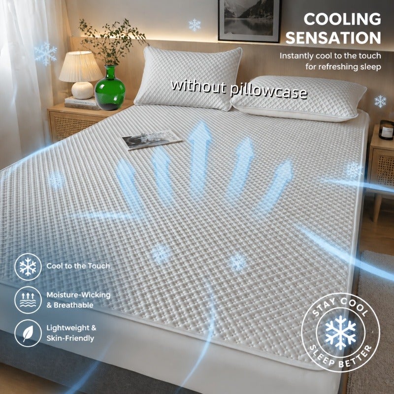 Summer Cooling Luxurious Cooling Mat, Soft Skin-Friendly Breathable Cool Waffle Cooling Pad Single Double Bed Adaptable Foldable Portable 4-Corner Fixed Straps Moisture-Wicking Machine Washable Bedroom Dorm Living Room Outdoor Camping All-Season Mat - Image 1