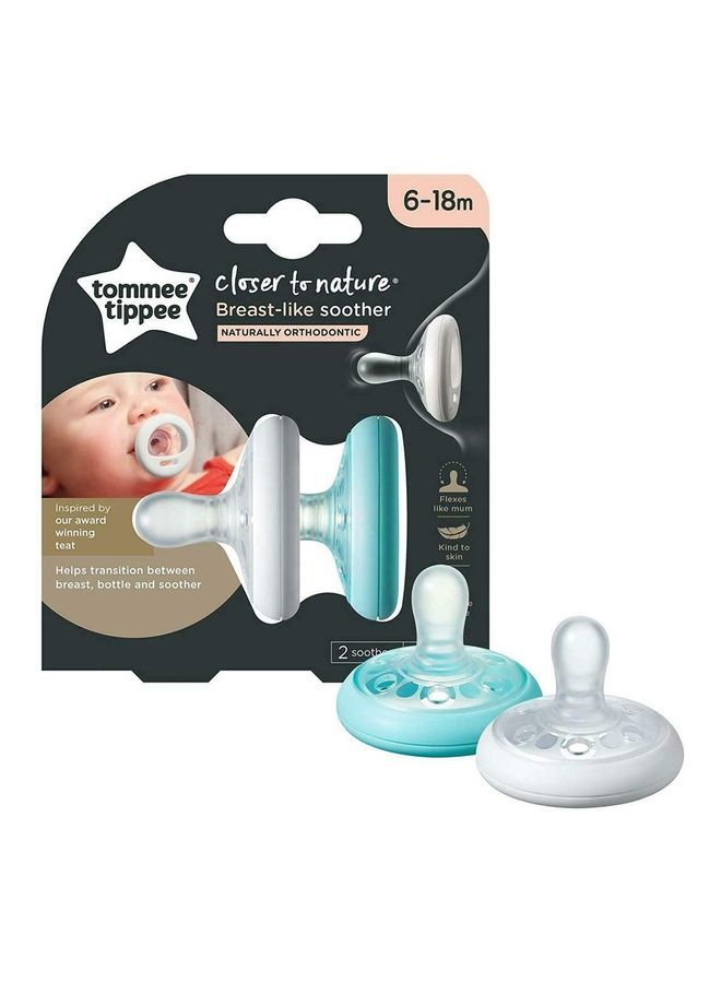 tommee tippee Breast-Like Soother, Skin-Like Texture, Symmetrical Orthodontic Design, BPA-Free, Includes Steriliser Box, (6-18m), Pack of 2 Dummies