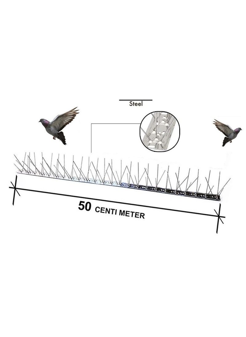 Generic - 50 cm Stainless Steel Bird Spikes for Pigeons and Other Small Birds, Protect Your Roof, Fence, Walls Contains No Plastic - Image 1