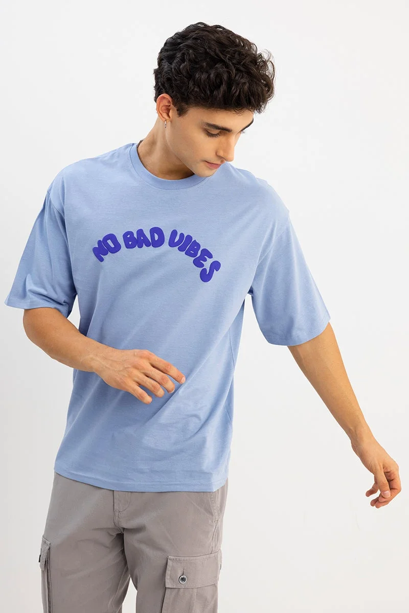 سنيتش Blue Graphic Half Sleeve Oversized Streetwear T-Shirt