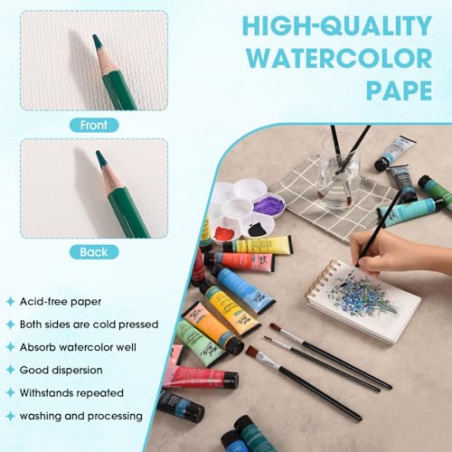 HONIBRA Watercolor Paper Pad 3.5"×5.5", Small Watercolor Sketchbook 140lb/300g, 30 Sheets Spiral Bound Art Journal for Drawing & Painting Gifts for for Artists - Image 4