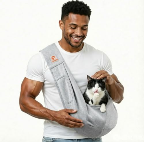 Tomkas Small Dog Sling Carrier Cat Sling Carrier Classic Pocket Classic Strap for 27 lbs PetsGrey - Image 1