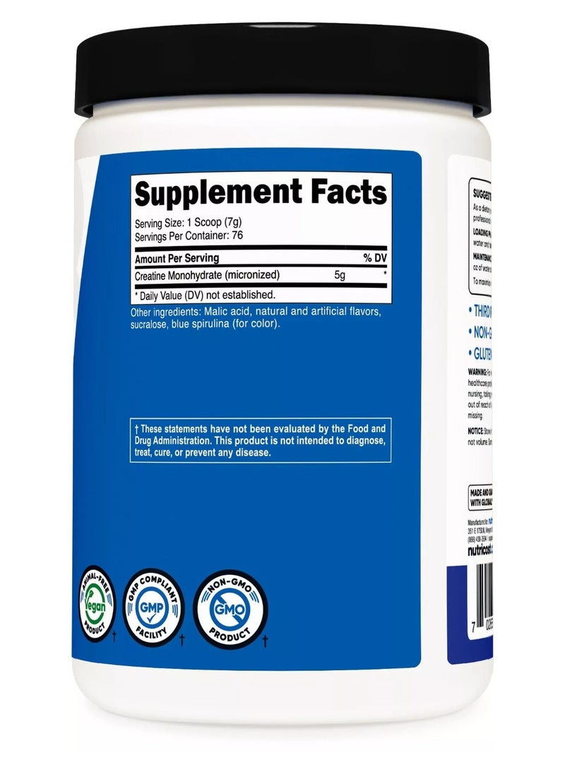 Nutricost - Creatine Monohydrate Powder (Blue Raspberry), 500 Grams (1.1 LBS) - Image 1