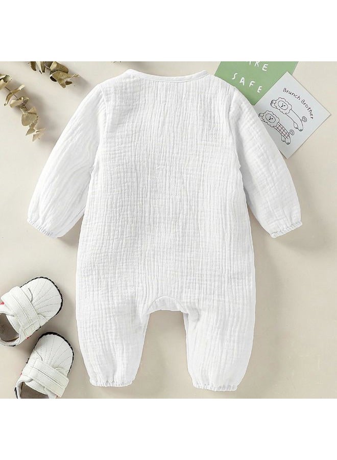 Arleysh Infant Baby Girl Boy Romper Easy Diaper Changes Bodysuit Romper Cotton Romper One Piece Outfits Bodysuit, White-a, 3-6 months - Image 3