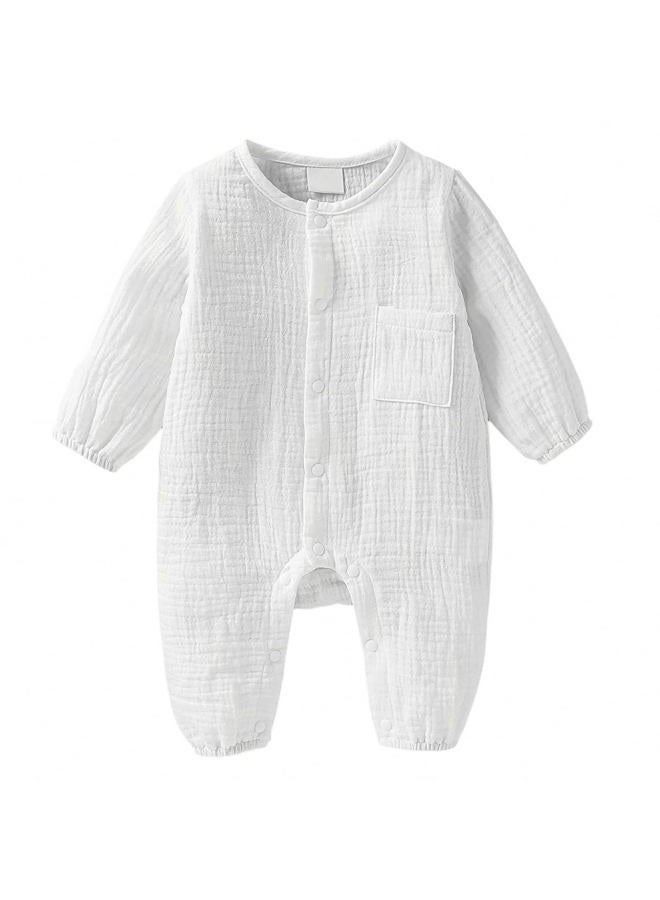 Arleysh Infant Baby Girl Boy Romper Easy Diaper Changes Bodysuit Romper Cotton Romper One Piece Outfits Bodysuit, White-a, 3-6 months - Image 1
