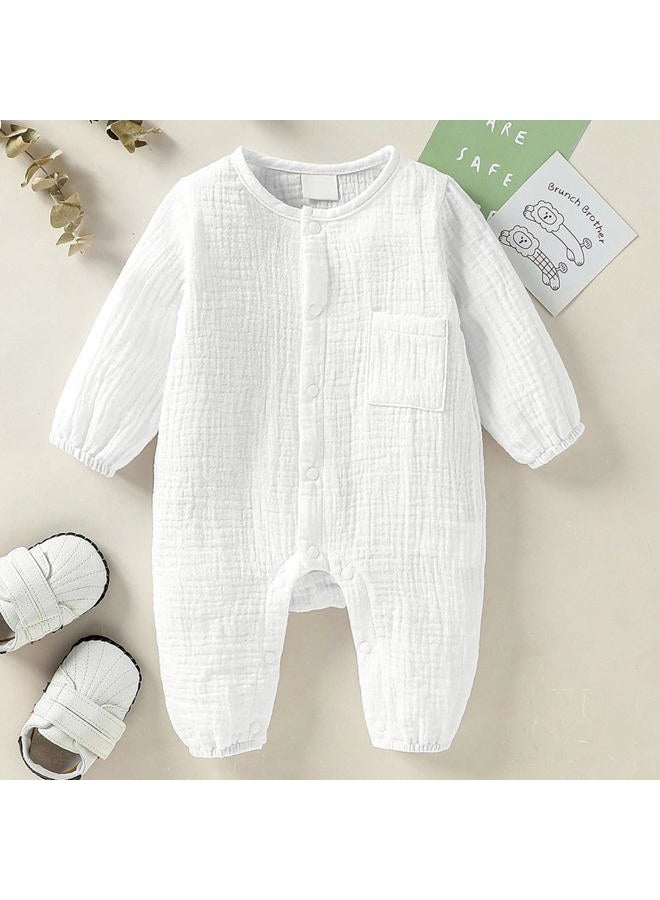 Arleysh Infant Baby Girl Boy Romper Easy Diaper Changes Bodysuit Romper Cotton Romper One Piece Outfits Bodysuit, White-a, 3-6 months - Image 2