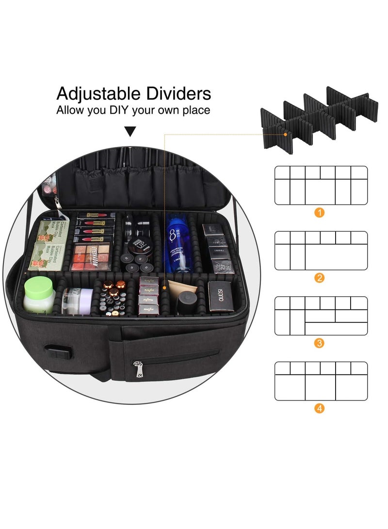 Relavel Relavel Makeup Backpack, Professional Makeup Case Extra Large Travel Train Case Makeup Bag for Women Cosmetic Organizer, Makeup Brush Storage Holder, Makeup Artist Kit, with Adjustable High Dividers - Image 2