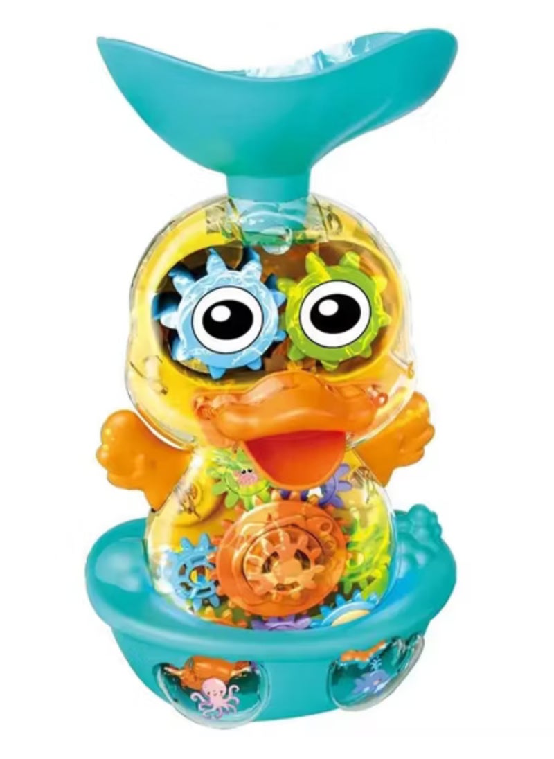 Bath Bathtub Toys for Toddlers 1 2 3 Years Old – Cute Duck Bathroom Toy with Rotatable Waterwheel and Moving Eyes, Strong Suction Cups, Water Scoop and Spinning Features – Fun Baby Bath Time Toy for Boys and Girls Aged 1 to 4 Years  - Image 1