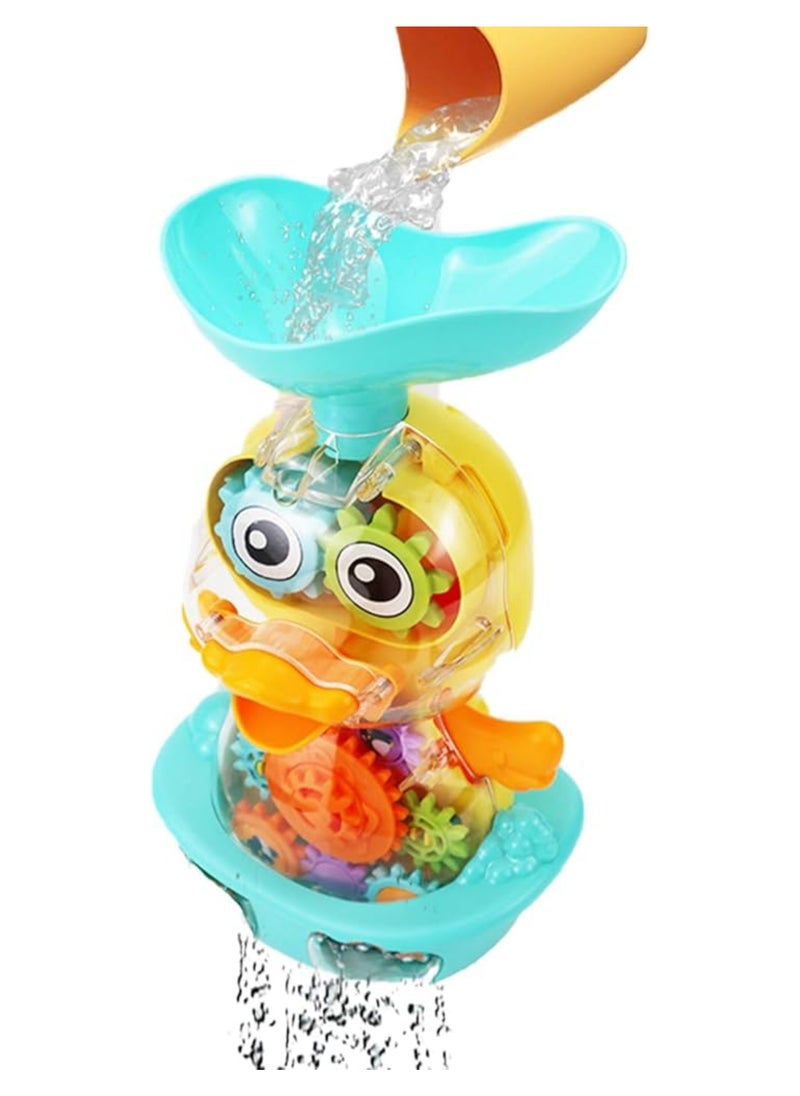 Bath Bathtub Toys for Toddlers 1 2 3 Years Old – Cute Duck Bathroom Toy with Rotatable Waterwheel and Moving Eyes, Strong Suction Cups, Water Scoop and Spinning Features – Fun Baby Bath Time Toy for Boys and Girls Aged 1 to 4 Years  - Image 2
