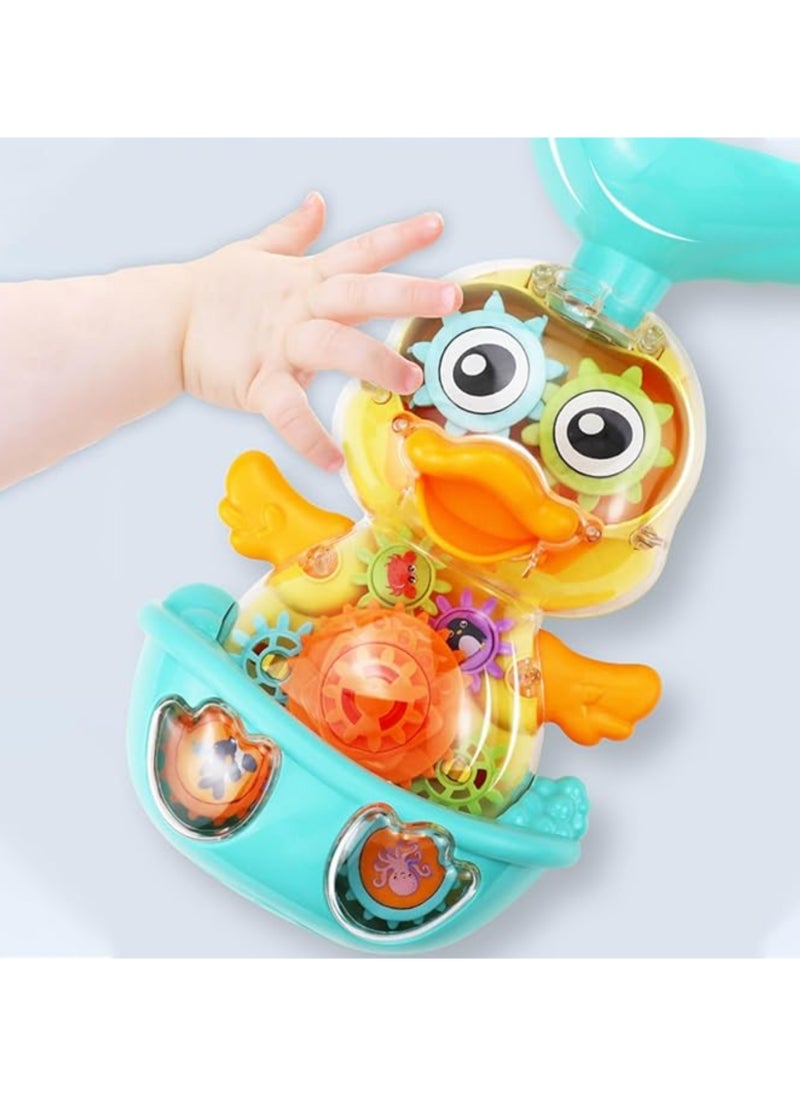 Bath Bathtub Toys for Toddlers 1 2 3 Years Old – Cute Duck Bathroom Toy with Rotatable Waterwheel and Moving Eyes, Strong Suction Cups, Water Scoop and Spinning Features – Fun Baby Bath Time Toy for Boys and Girls Aged 1 to 4 Years  - Image 3