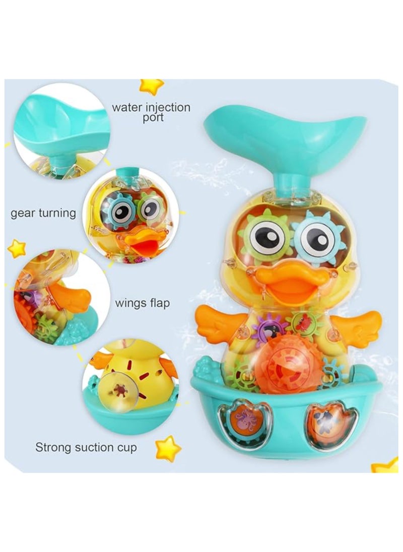 Bath Bathtub Toys for Toddlers 1 2 3 Years Old – Cute Duck Bathroom Toy with Rotatable Waterwheel and Moving Eyes, Strong Suction Cups, Water Scoop and Spinning Features – Fun Baby Bath Time Toy for Boys and Girls Aged 1 to 4 Years  - Image 4