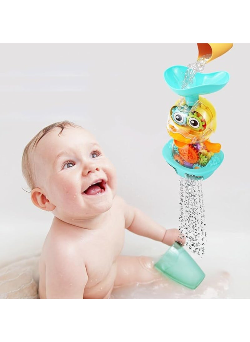 Bath Bathtub Toys for Toddlers 1 2 3 Years Old – Cute Duck Bathroom Toy with Rotatable Waterwheel and Moving Eyes, Strong Suction Cups, Water Scoop and Spinning Features – Fun Baby Bath Time Toy for Boys and Girls Aged 1 to 4 Years  - Image 5