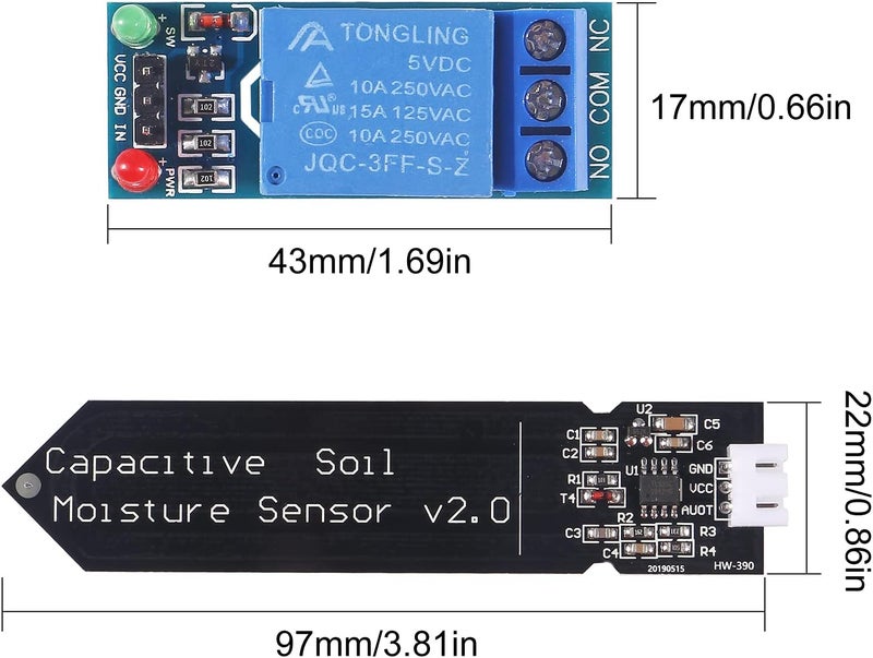 UMLIFE Automatic Irrigation DIY Kit Self Watering System Capacitive Soil Moisture Sensor 1 Channel 5V Relay Module and Water Pump with 2pcs 1M Vinyl Tubing for Arduino Moisture Detection Garden Watering DIY  - Image 4