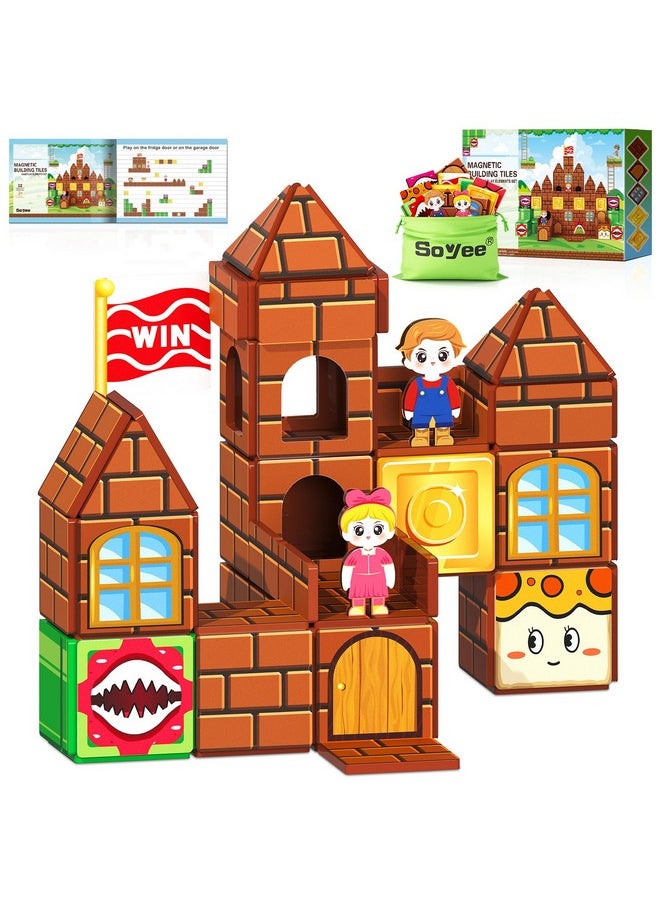 Soyee Magnetic Tiles Toddler Kids Toys Construction Building Blocks for Kids 3+ Toddler Kids Preschool Learning Toys for Boys Girls  - Image 1