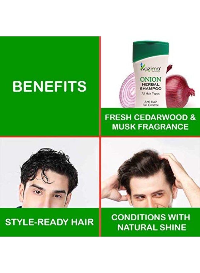 KAZIMA Onion Herbal Shampoo with Multi Vitamins & Milk Proteins, 200ml - Image 3