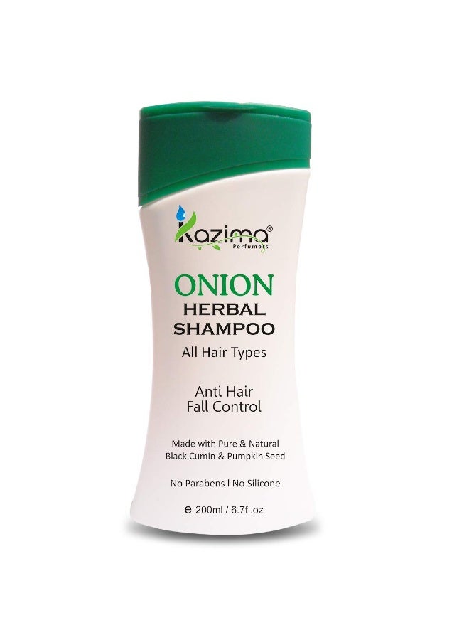 KAZIMA Onion Herbal Shampoo with Multi Vitamins & Milk Proteins, 200ml - Image 1