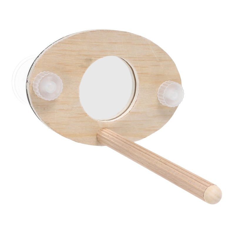 Wooden Parrot Stand with Mirror Perch Kit Small Bird Cage Accessory for Training Chewing - Image 2