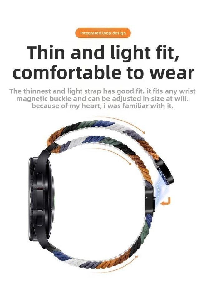 For OPPO Watch3pro Watch 4pro Strap Nylon Braided Magnetic Buckle Watch2/1 Women Folding Buckle-Color:Cream Pink Sand-watch3pro Strap + Black Connector