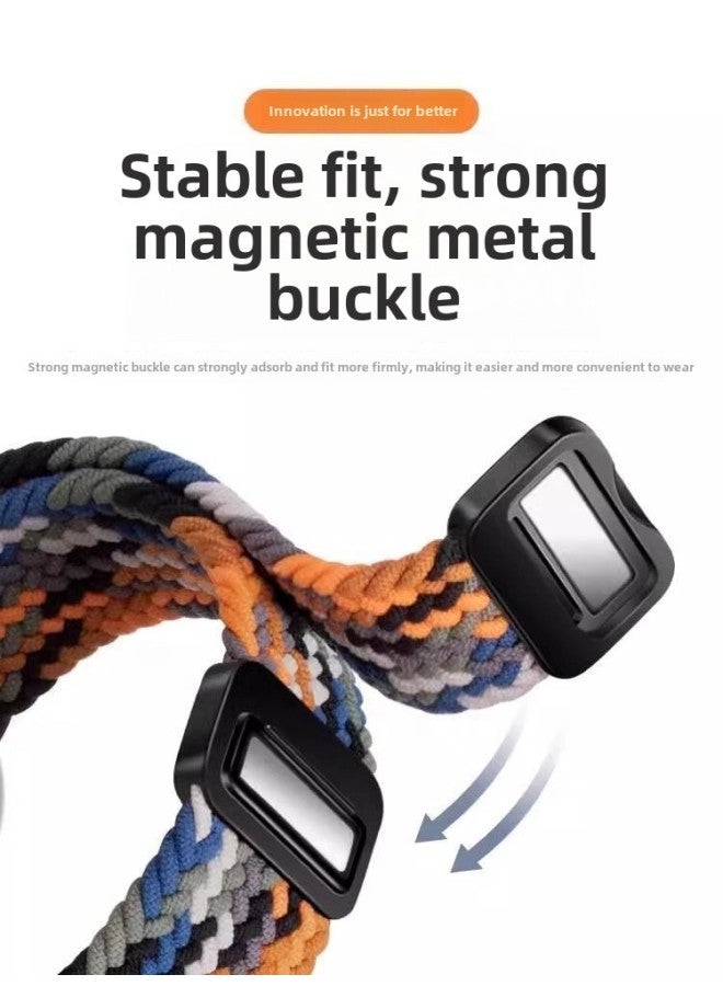 For OPPO Watch3pro Watch 4pro Strap Nylon Braided Magnetic Buckle Watch2/1 Women Folding Buckle-Color:Cream Pink Sand-watch3pro Strap + Black Connector