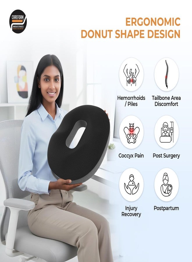 CareFoam وسادة كير فوم الطبية المصنوعة من إسفنج الذاكرة على شكل دونات لتخفيف آلام البواسير، وآلام العصعص، وآلام الورك | وسادة مريحة لتخفيف الضغط للاستخدام في كرسي المكتب، والسيارة، والمنزل، والكرسي المتحرك - Image 3