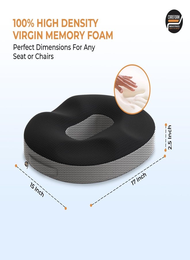 CareFoam وسادة كير فوم الطبية المصنوعة من إسفنج الذاكرة على شكل دونات لتخفيف آلام البواسير، وآلام العصعص، وآلام الورك | وسادة مريحة لتخفيف الضغط للاستخدام في كرسي المكتب، والسيارة، والمنزل، والكرسي المتحرك - Image 2
