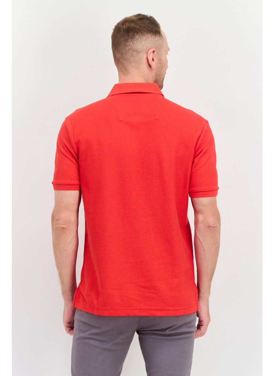 NAUTICA Men Regular Fit Embroidered Logo Short Sleeves Polo, Red  - Image 3