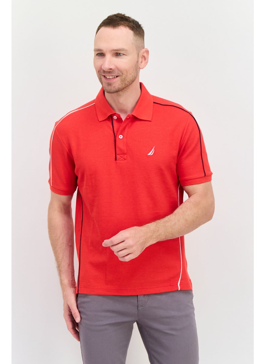 NAUTICA Men Regular Fit Embroidered Logo Short Sleeves Polo, Red  - Image 1
