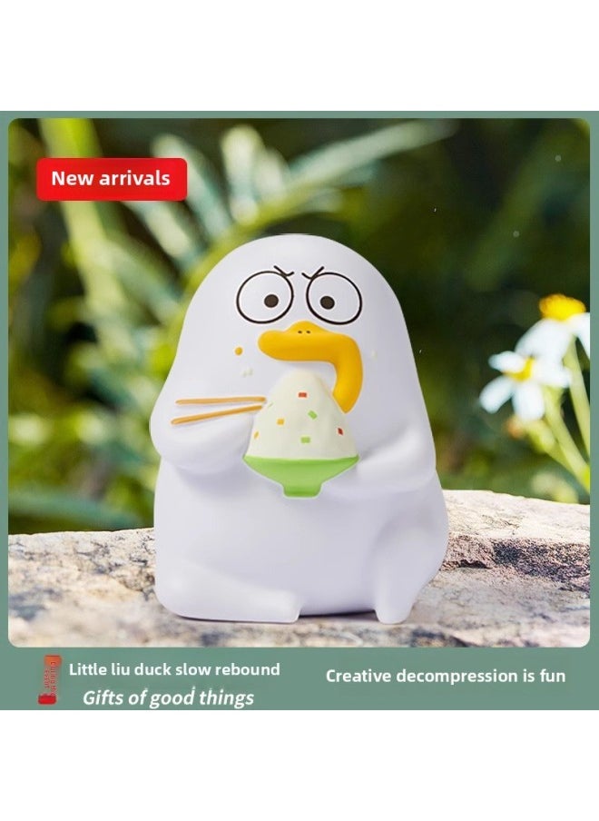 Generic - Xiao Liu Duck Strawberry Sweet Duck Slow Rebound Tumbler Ornaments For Girlfriend Decompression Healing Artifact Birthday Gift-Color:Net Pocket-Xiao Liu Duck Pinch Music❤◆ [Buddha Duck At Work]] - Image 1