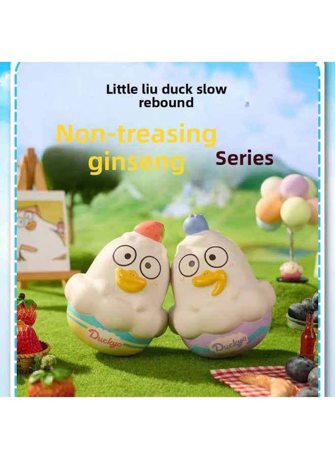 Generic - Xiao Liu Duck Strawberry Sweet Duck Slow Rebound Tumbler Ornaments For Girlfriend Decompression Healing Artifact Birthday Gift-Color:Net Pocket-Xiao Liu Duck Pinch Music❤◆ [Buddha Duck At Work]] - Image 1