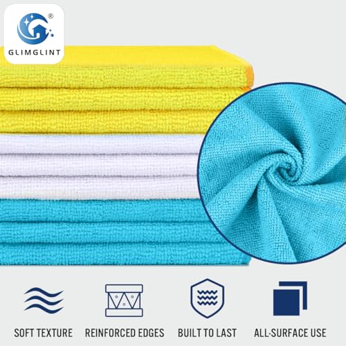 GLIMGLINT Microfiber Cleaning Cloth,150PK Reusable Cleaning Rags,Highly Absorbent Shop Rags Bulk,All-Purpose Car Cleaning Towels for TV Screen, Kitchen, Restaurant, Garage, 14"X12", Multicolor - Image 3