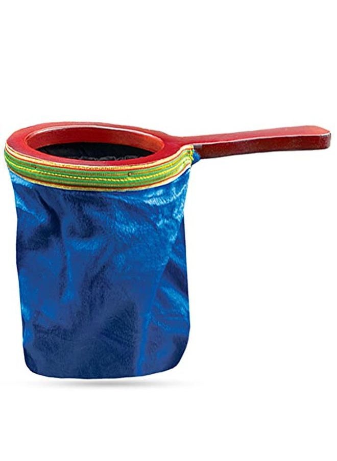 MAGIC MAKERS - Magic Trick Change Bag Wood Handle Blue Bag With Zipper Magician'S Choice - Image 1