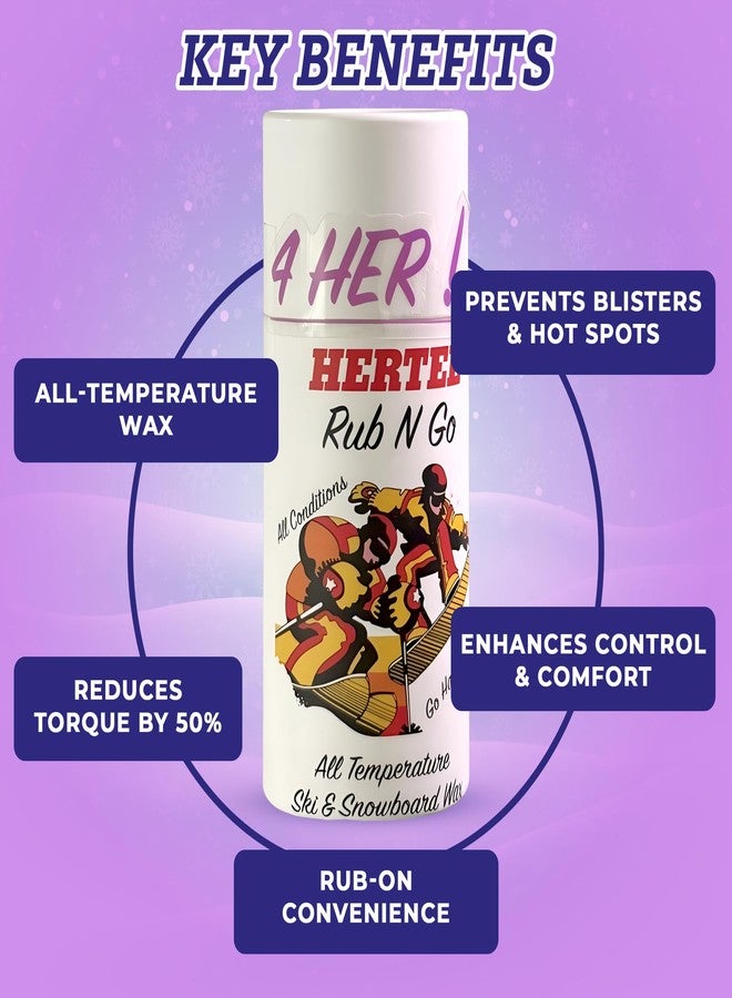 Hertel Wax 4HER Rub-N-Go All-Temperature Ski & Snowboard Wax - Designed for Women's Biomechanics, Trusted by Everyone. Up to 8 applications or more. USA. Since 1974. - Image 2