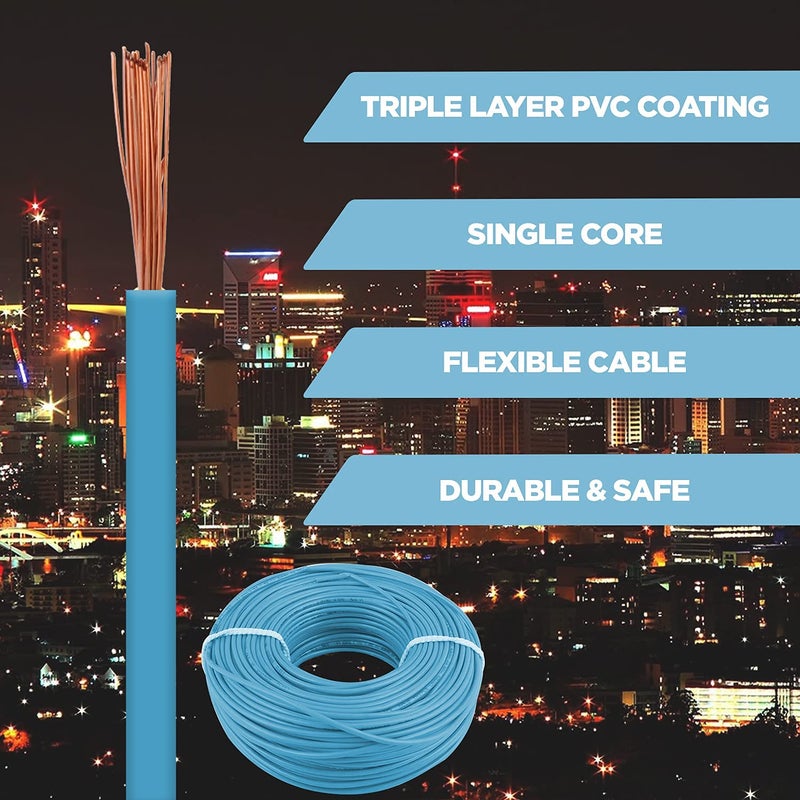 KLICK KLICK Copper Wire with Triple Layer PVC Coating Single Core Flexible Electric Cable for Domestic Industrial Connections 15 mm 90m Long Blue 3 Pcs  - Image 2