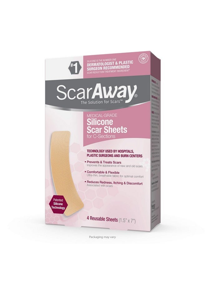 scaraway - Goodsense Scaraway Advanced Skincare Silicone Scar Sheets For Csections Reusable Sheets (1.5” X 7”) For Hypertrophic And Keloid Scars From Injury Burn Surgery And More 4 Sheets - Image 1