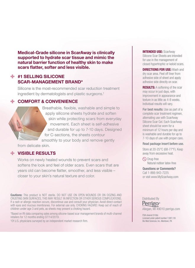 scaraway - Goodsense Scaraway Advanced Skincare Silicone Scar Sheets For Csections Reusable Sheets (1.5” X 7”) For Hypertrophic And Keloid Scars From Injury Burn Surgery And More 4 Sheets - Image 1