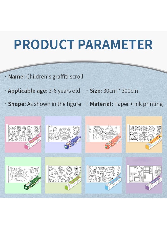 Generic - 300cm Giant Coloring Poster, Children's Coloring Paper Roll, School Wall Sticker Set, Amusement Park Pattern Scroll, Handmade Art Toy,For Children's Graffiti, Painting, Interest Cultivation - Image 1