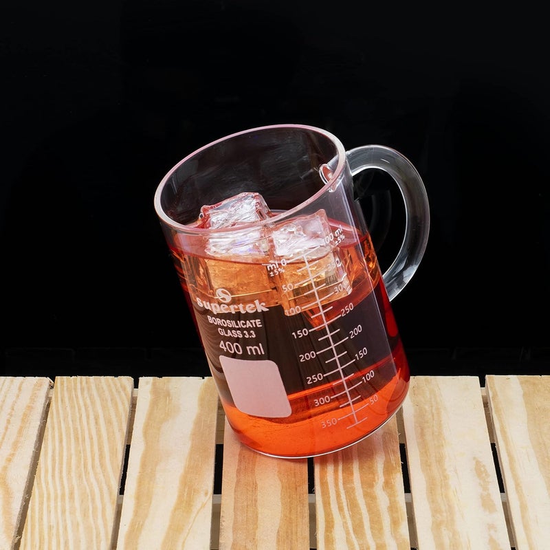 Supertek 400ml Glass Mug with Handle for Coffee Microwave Safe Measuring Beaker Cup Cooking Baking Measuring Solid and Liquid - Image 4