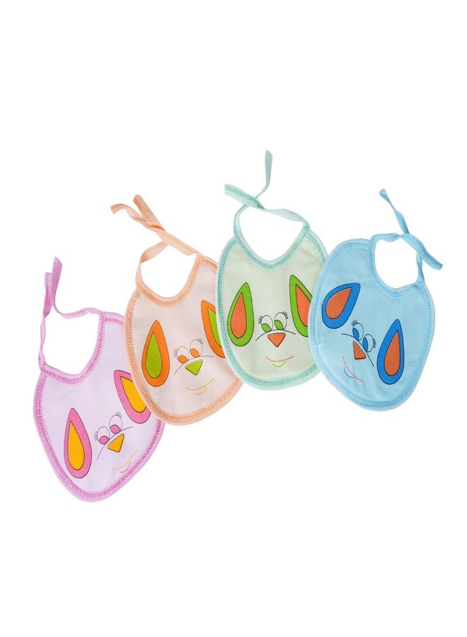 MW PRINTS Bibs for Baby Boy's & Girls Age (0-12 months) Ear Printed and Stylish Set of 4 | Front Cotton Back PVC Waterproof Infant Apron Ultra Soft Skin Friendly Baby Bibs - Image 1