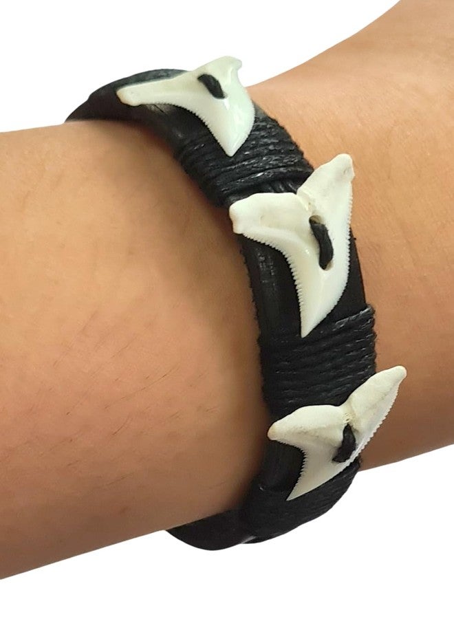 Swimmi Genuine Mako Shark Tooth Bracelet for Men Women Handmade Shark Teeth Leather Bracelet Surfer Beach Jewelry AA211 - Image 5