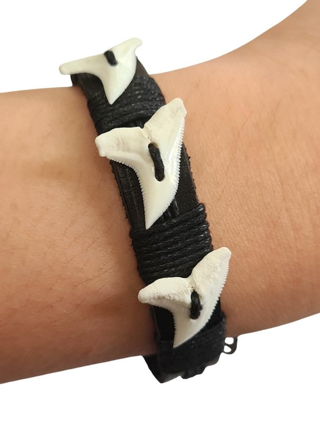Swimmi Genuine Mako Shark Tooth Bracelet for Men Women Handmade Shark Teeth Leather Bracelet Surfer Beach Jewelry AA211 - Image 2