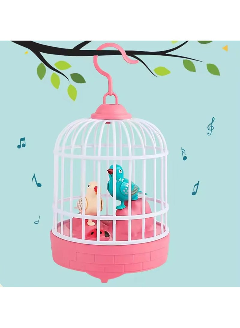 DubaiGallery Singing Bird Cage Toy Realistic Sounds Movement Bird Toy Light Up Bird Figurine Children Sound Activated Chirp Toy Fake Bird Hanging Decoration with Light - Image 2